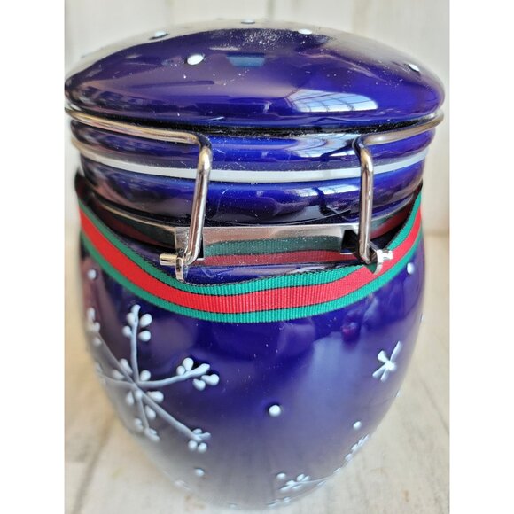 WCL dark blue snowflake jar Xmas home decor kitchen - Picture 8 of 9